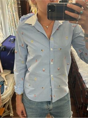 Paul & Joe Light Blue Button-Down Shirt with White Collar